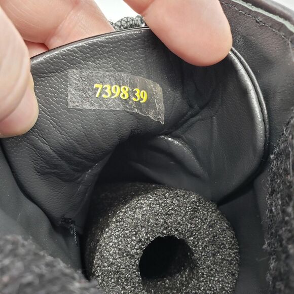 Napoleoni Boots Women EU 39 Black Lace Up Wool Leather Block Heel Made In Italy - Picture 5 of 13